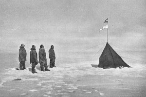 Roald Amundsen's four companions at the South Pole in 1911